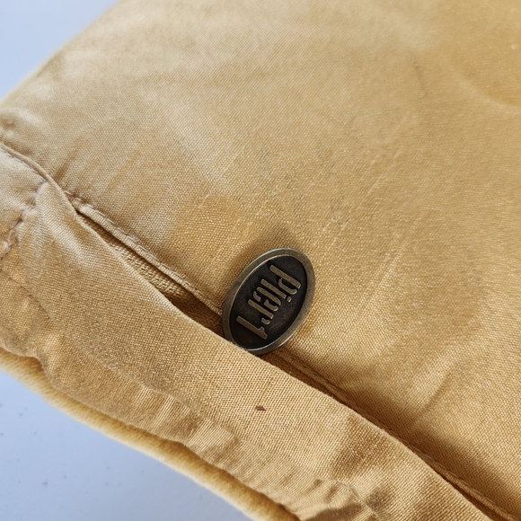 Pier 1 Imports Beaded Jeweled Embroidered Owl Pillow 14" x 14" Yellow Silver - Picture 8 of 9